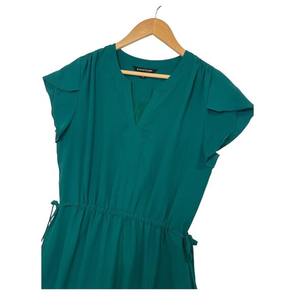 41 Hawthorn Dress Womens Small Green V Neck Flutter Sleeve Cinch Waist Lined - Picture 5 of 13